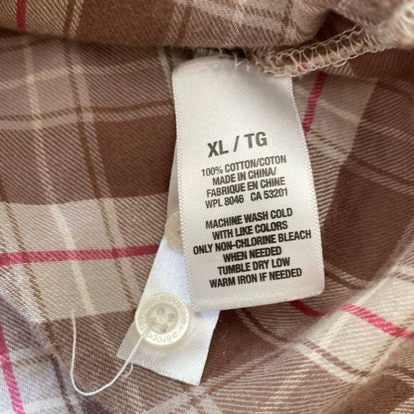 Aéropostale Plaid Button Down Shirt Brown Pink Flannel Top Women’s XL 100% Cotto - Picture 4 of 13